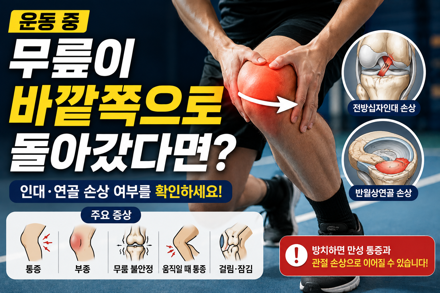 운동중 무릎이 돌아갔다면